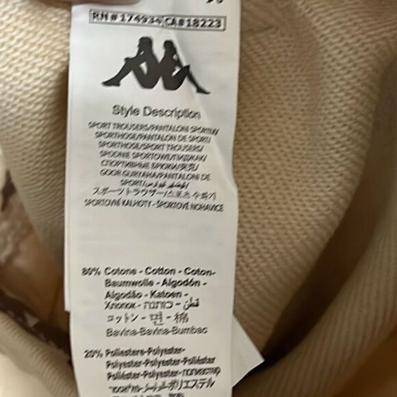 Kappa Size 6 Youth Sneek Man Multicolor Logo Joggers Sweatpants Beige Streetwear - Picture 12 of 12